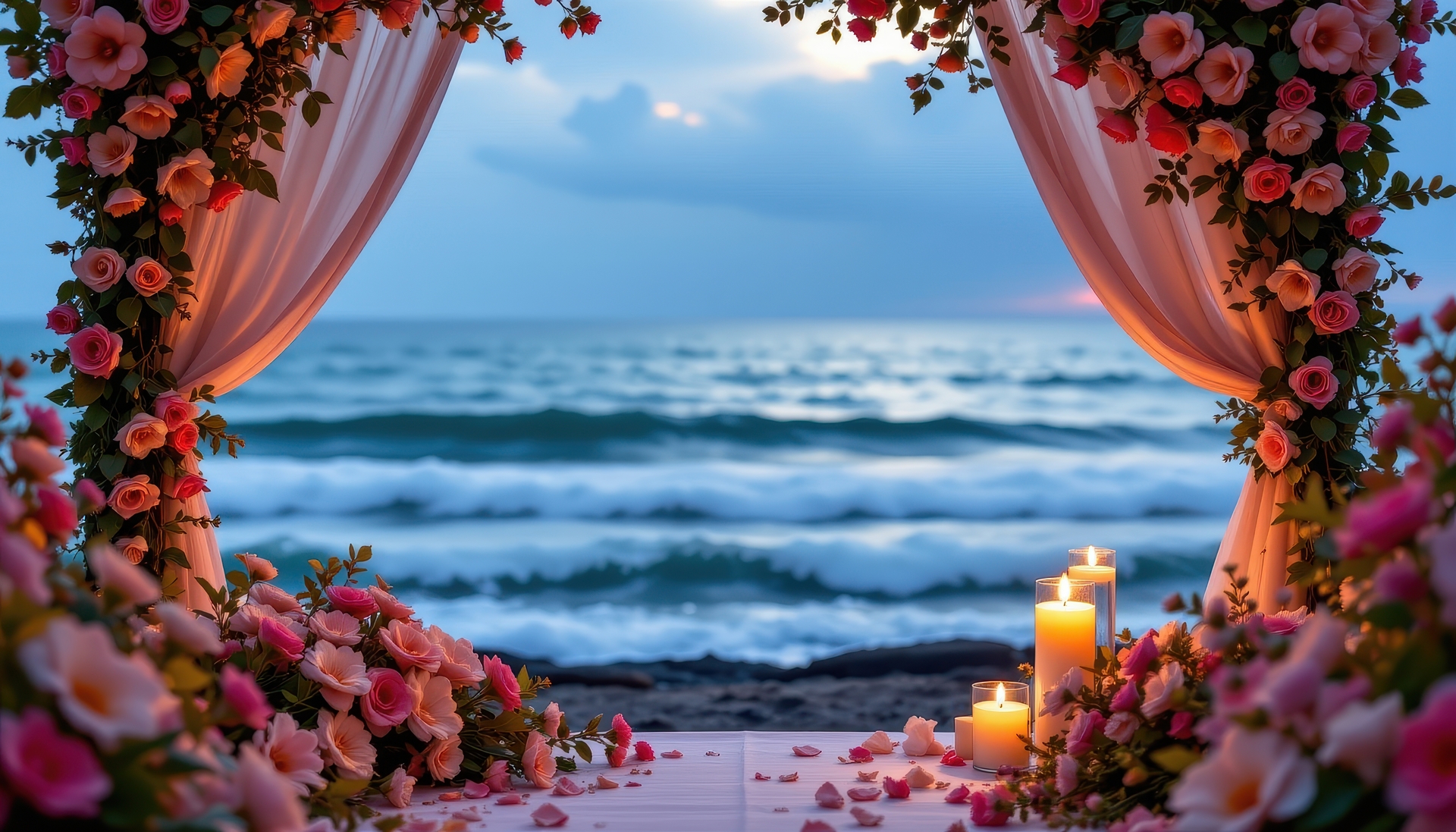 Romantic seaside setting